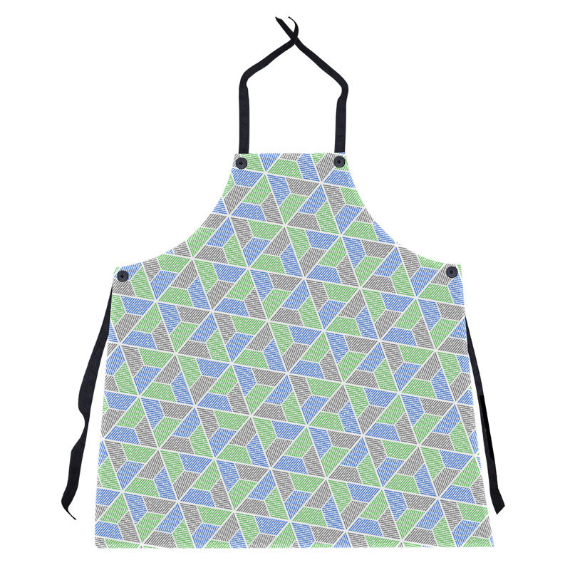 Bib Apron, Green Blue/Gray