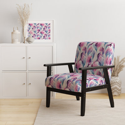 Pastel Botanical Leaf Design - Upholstered Floral & Pattern Accent Arm Chair