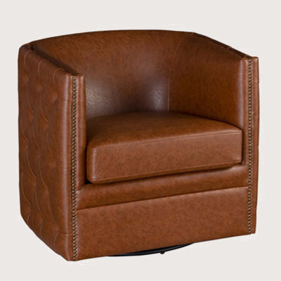 Tufted Barrel Swivel Chair by Hokku Designs