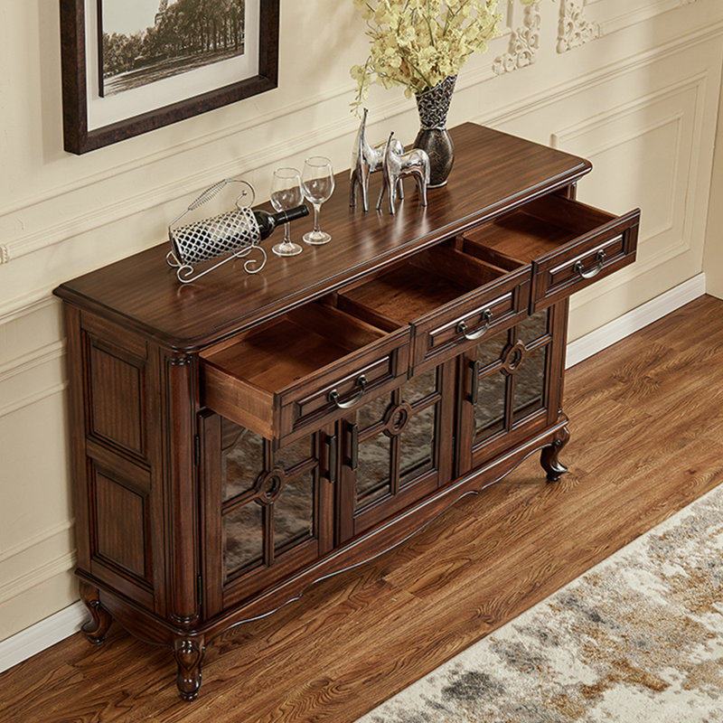 Buffet en bois de noyer massif, H 37,4 po x l 55,12 po x P 16,93 po