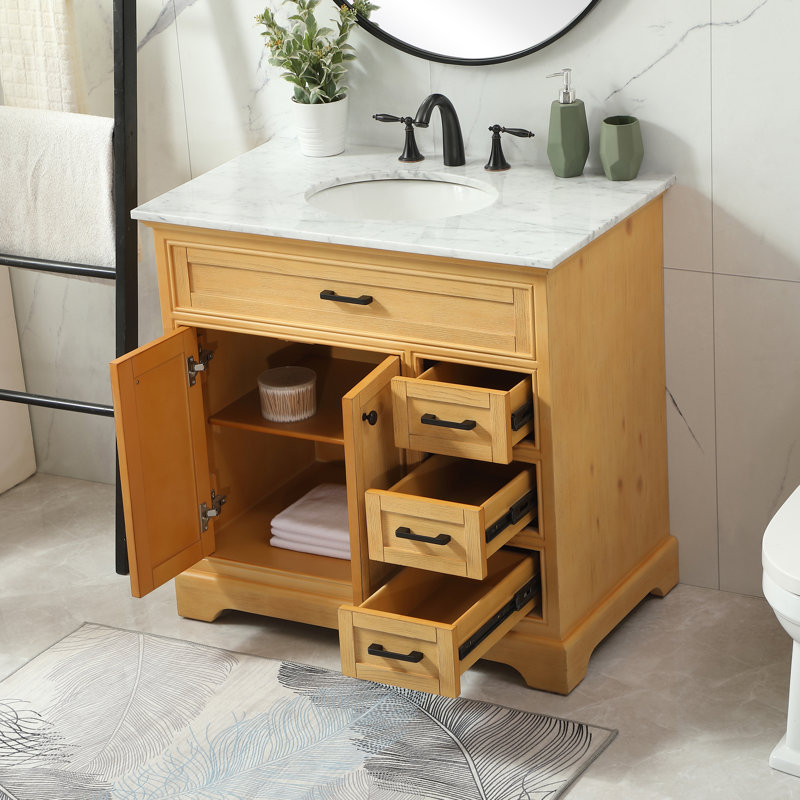 Ensemble de meuble-lavabo simple 36 po Hermes, Bois naturel