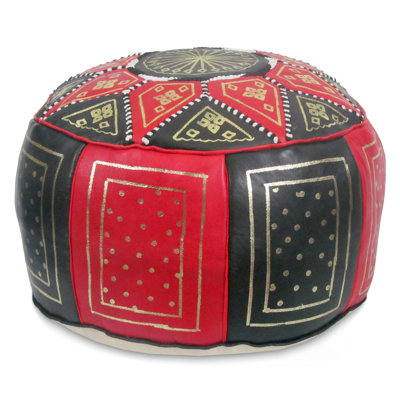 Repose-pieds ikat rond en cuir véritable 18 po de largeur Carnuel