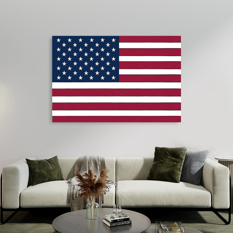American Flag Abstract Contemporary Landscape Nature Wall Art Print 1 Piece Wrapped Canvas Wall Art, 152.4cm H x 101.6cm W