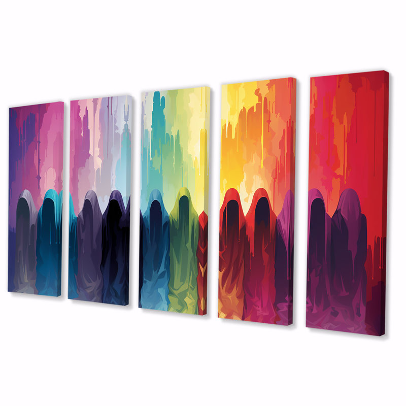 Prière de l'islam dans l'unité - Ensemble de 5 décorations murales, H 28 po x l 60 po