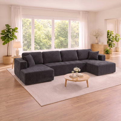 U Shape Modular Sectional Sleeper Sofa, Modern Minimalist Compressed Space-Efficient Couch for Living Room Bedroom