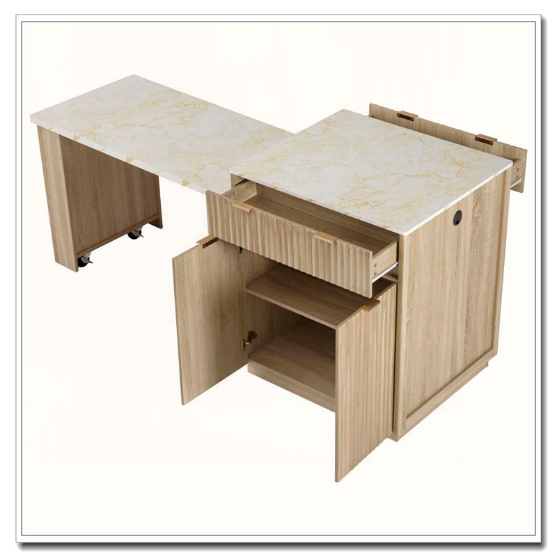 82.6" Fluted Kitchen Island with Extendable Dining Table