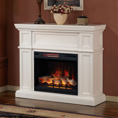 Artesian Infrared Electric Fireplace Mantel Package in White - 5 flame colors - 1,000 SQ. FT -  ClassicFlame, 28WM426-T401 & 28II042FGL