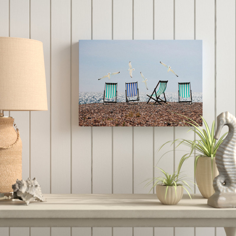 Seascape Deckchairs Brighton Beach Seagulls Photographic - Wrapped Canvas, 35cm H x 50cm W