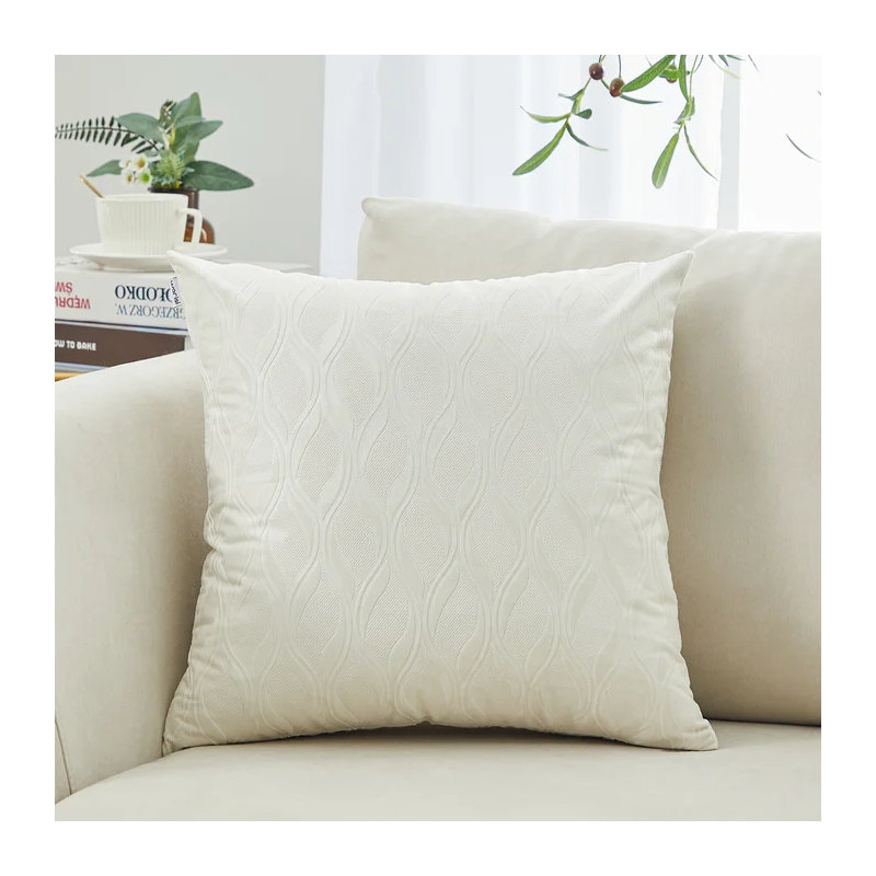 Coussin en velours réversible Ocean Waves, Blanc