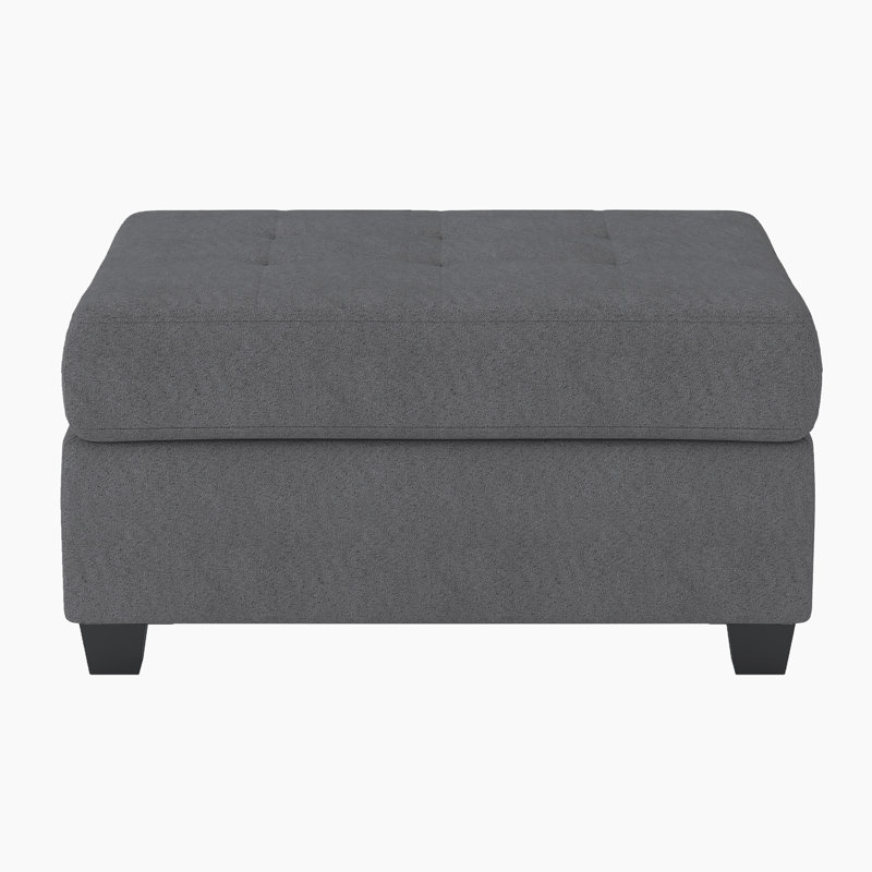 Lenita 33" Transitional Storage Ottoman with Microfiber Fabric Upholstery, Interior Storage, Drop-Down Cup Holders, Gray