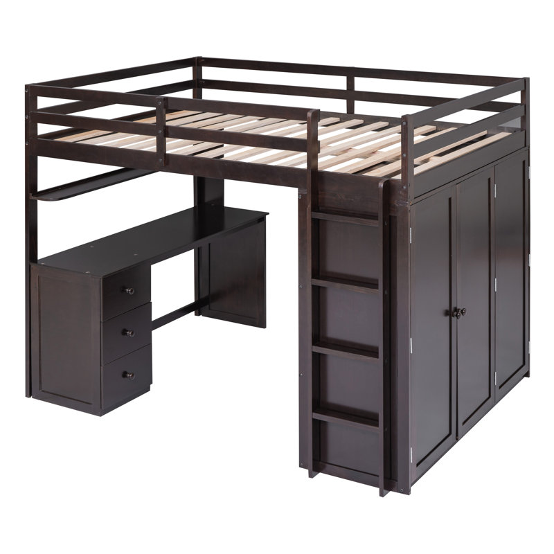 Lit mezzanine avec tiroirs, Double, Espresso