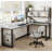L-Shaped Sintered Stone Tabletop Desk with Shelf-1181181137