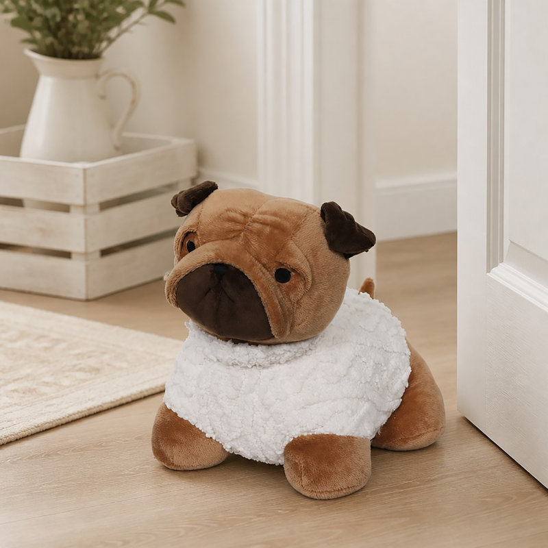 Butoir de porte carlin décoratif, 2,3 lb, brun / écru