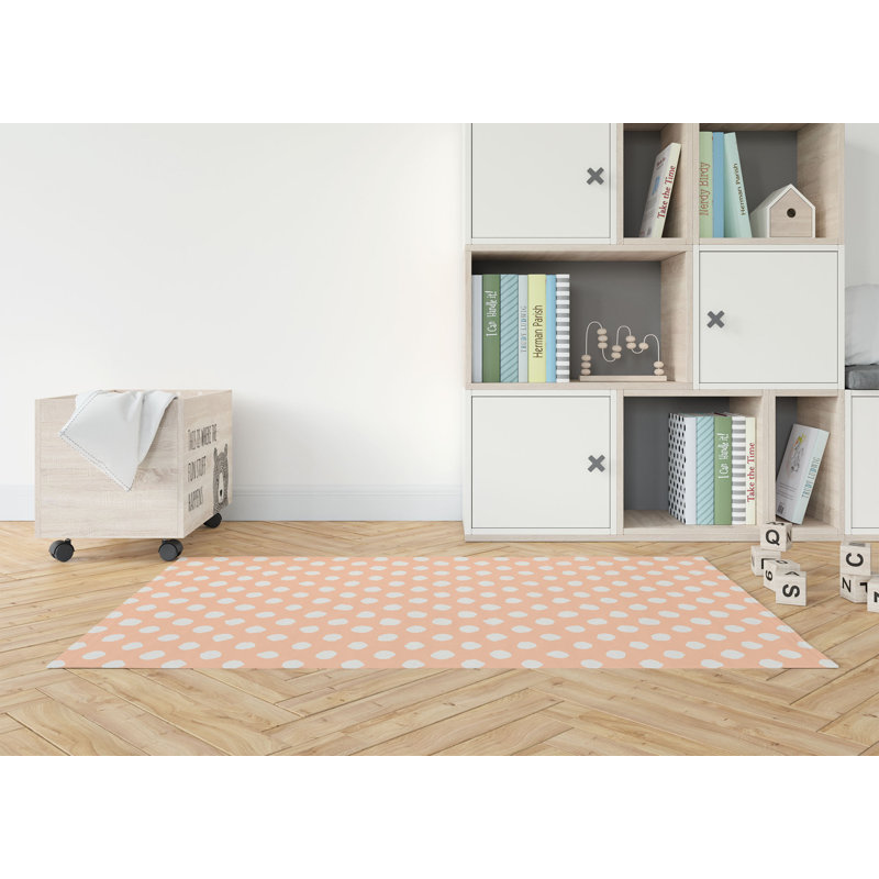 Large Dot Kids Play Mat, Rectangle 36" x 60", Peach/Orange