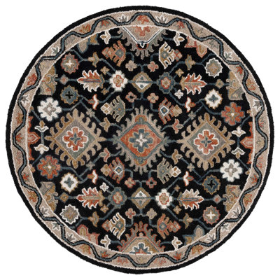 Hand Tufted Wool/Cotton Oriental Rug in Beige/Black