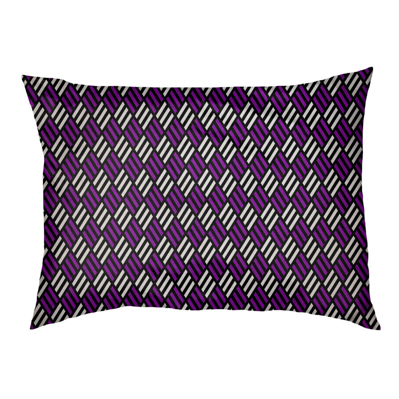 Coussin pour chien à rayures losanges Byrge, Grand (l 42,5 po x P 32,5 po x H 14 po), Noir / Mauve