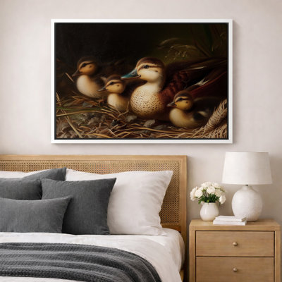«Duck Family in Nest Wildlife», reproduction de chambre d'enfant, impression sur toile encadrée, impression numérique