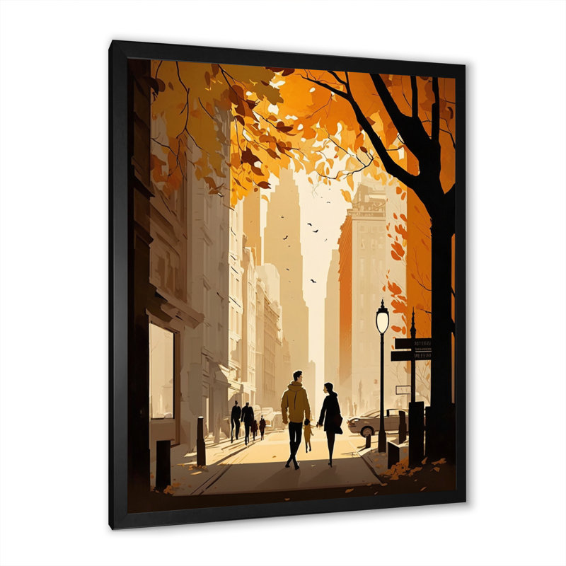 «New York Love in Autumn», reproduction sur toile, Impression noire sur toile encadrée, H 20 po x l 12 po x P 1 po
