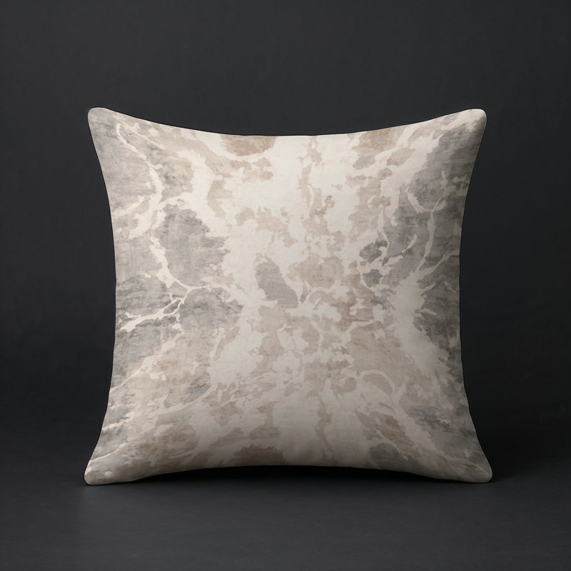 Coussin décoratif intérieur et extérieur Modern, Carré 18 po, Marbre beige 1