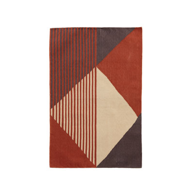 Geometric Flatweave Rectangle 5' x 7' Cotton Area Rug in Red