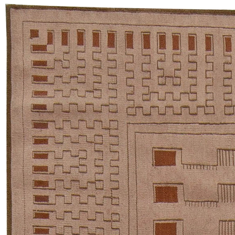 Tapis moderne en laine beige de style Aubusson 6 pi x 8 pi 9 po Modern