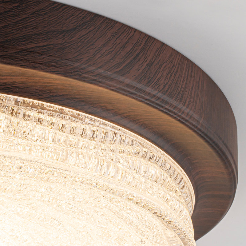 Modern Farmhouse Flush Mount Ceiling Light With Textured Crystal Glass
