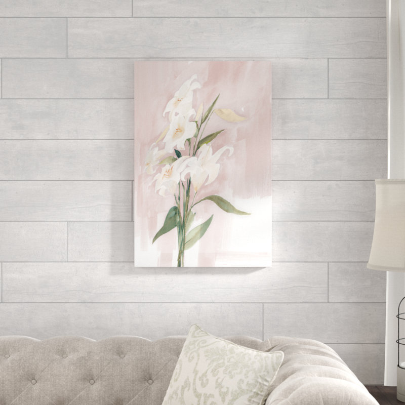 Lys aquarelle-reproduction d’art sur toile, H 30 po x l 20 po