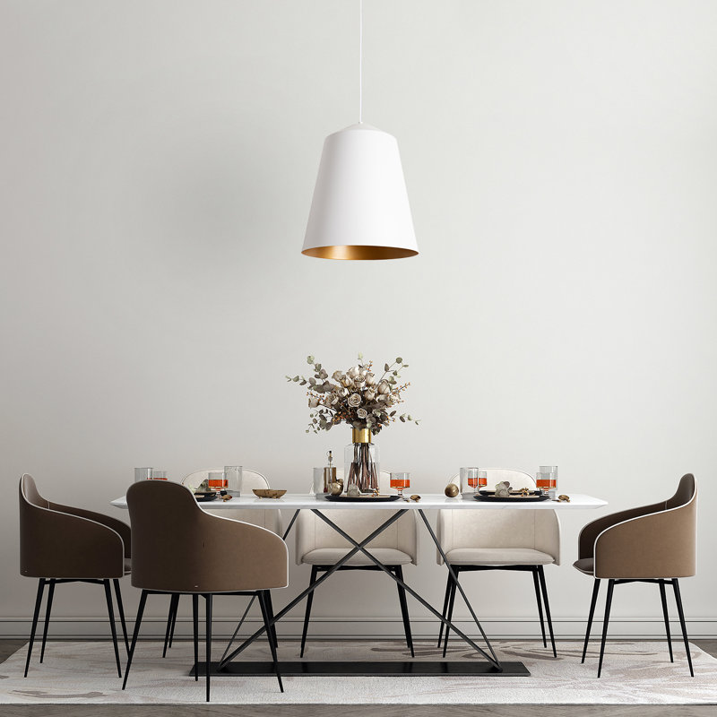 Cone pendant light 1-light Port, White/Gold, 193cm H x 36.5cm W x 36.5cm D