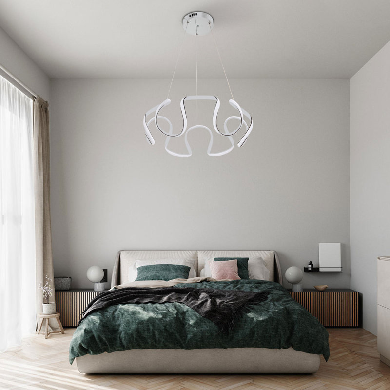 Dimsdale Modern Irregular LED Pendant Light With Remote, Silver