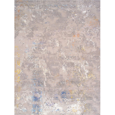 Hand Knotted Abstract Area Rug in Beige / Grey