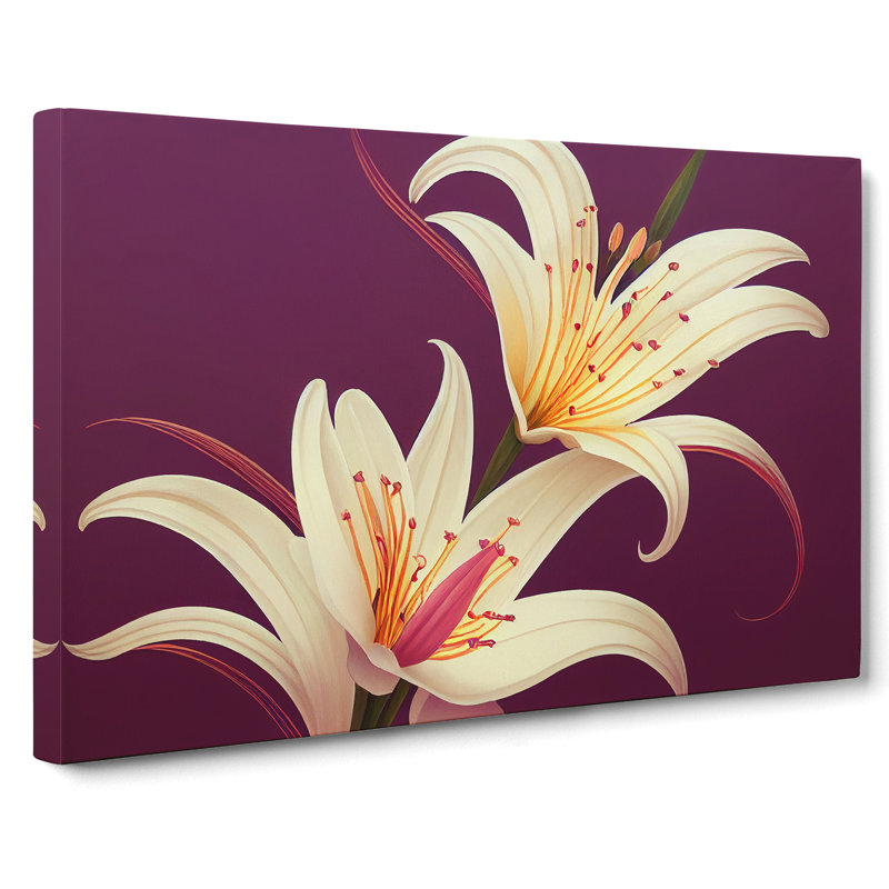 Dazzling Lily Flowers - Wrapped Canvas Print, 50cm H x 76cm W x 3cm D