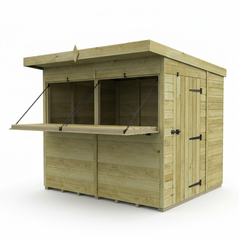 Total Sheds 8ft x 8ft Apex Garden Bar Shed - Stable Door Serving Hatch - Pressure Treated Timber - UK Manufactured