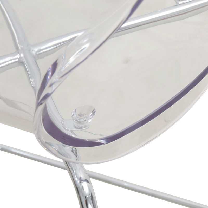 Edenfield Acrylic Barstool with Steel Frame in Chrome Finish (Set of 2), Clear