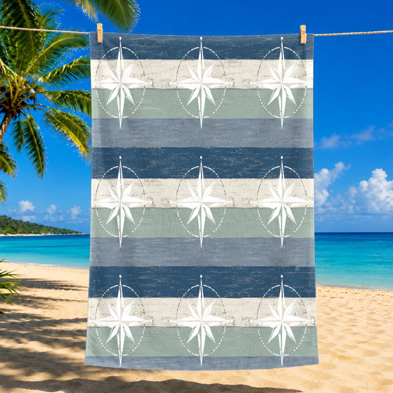 1 serviette de plage nautique avec conception de boussole, microfibre douce pour le voyage et le camping, activités de plein air parfaites