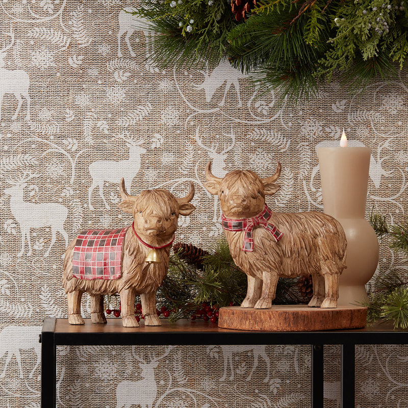 Figurine Highland Cow Winter (ensemble de 2)