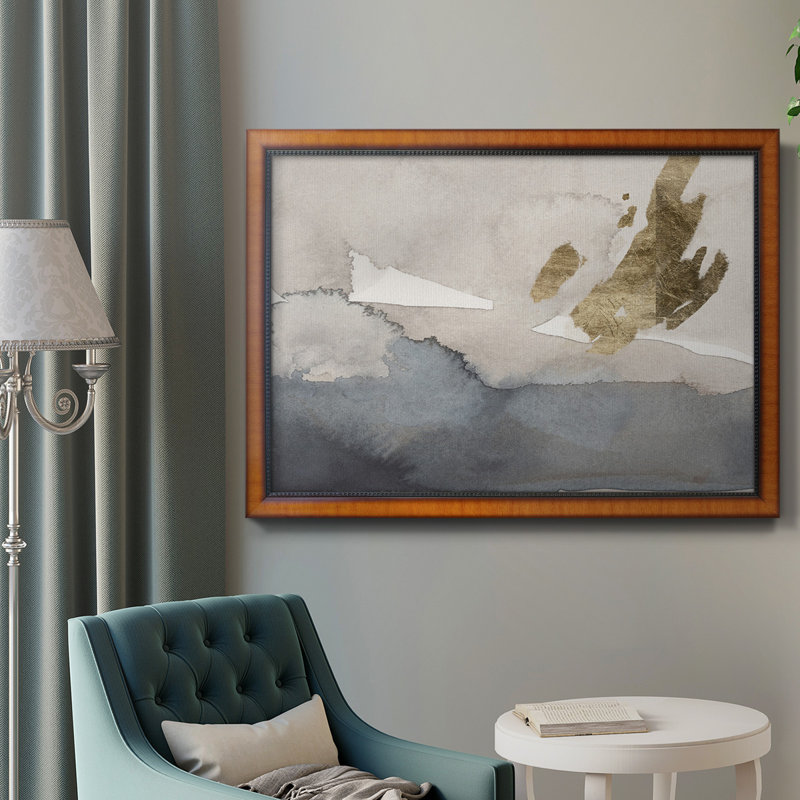 Aquarelle sur toile dorée de qualité supérieure I - prête à être accrochée, H 24 po x l 36 po x P 2,5 po