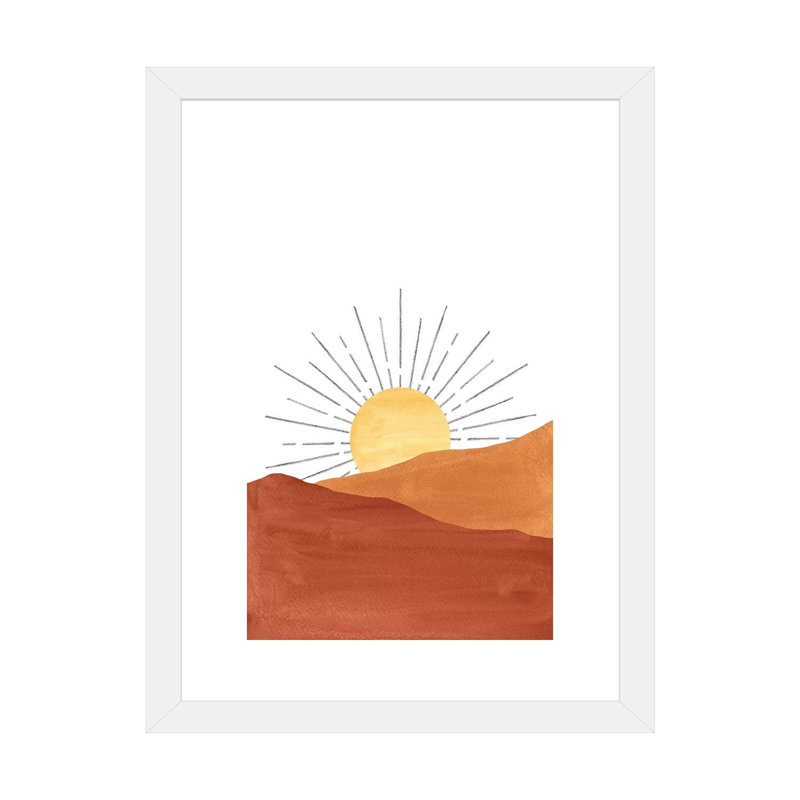«Abstract Sunset in the Desert», reproduction d'art, Papier encadré blanc, H 32 po x l 24 po x P 1 po, Blanc