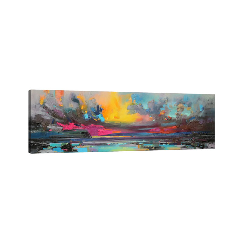 «Skye» par Scott Naismith - impression d'art graphique panoramique, H 16 po x l 48 po x 1,5 po, Toile tendue