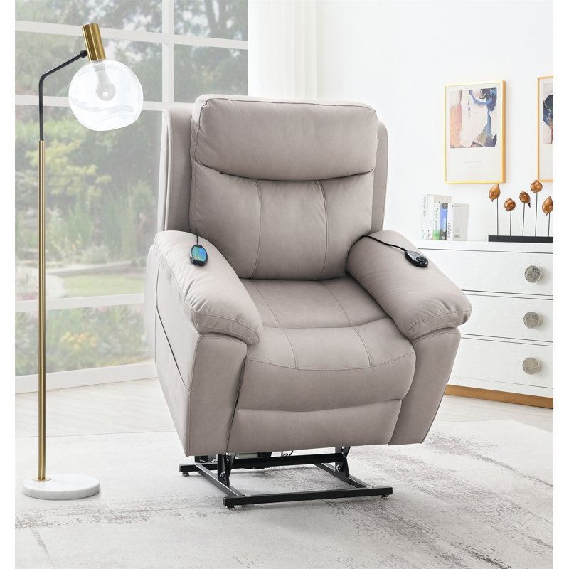 Fauteuil inclinable électrique en microfibre Chriki, Gris clair