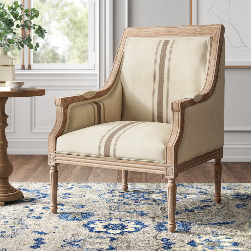 Fauteuil de 29 po de largeur Rowena, Rayé brun clair