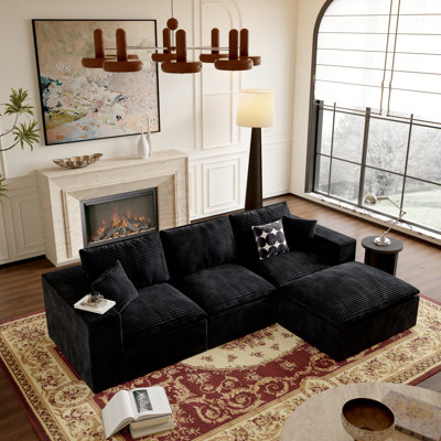 Canapé 4 pièces sans assemblage requis sans rembourrage, canapé modulaire à combinaison en nuage avec méridienne en forme de L, canapé modulaire à assise profonde pour salon et chambre à coucher