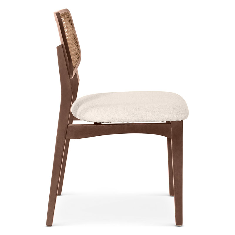 Modern Brazilian - Beth - Cane Side Chair - Medley Ivory Seat - Nogal Frame - Nogal Cane Webbing, Medley Ivory/Nogal/Nogal