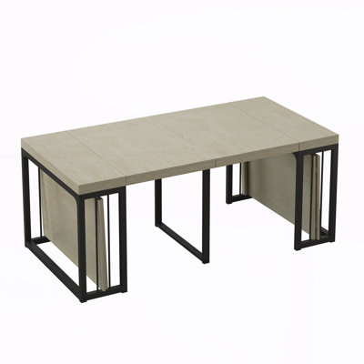 Modern Extendable Dining Table,Space-Saving Wood Dining Table for Kitchen/Dining Room/Living Room