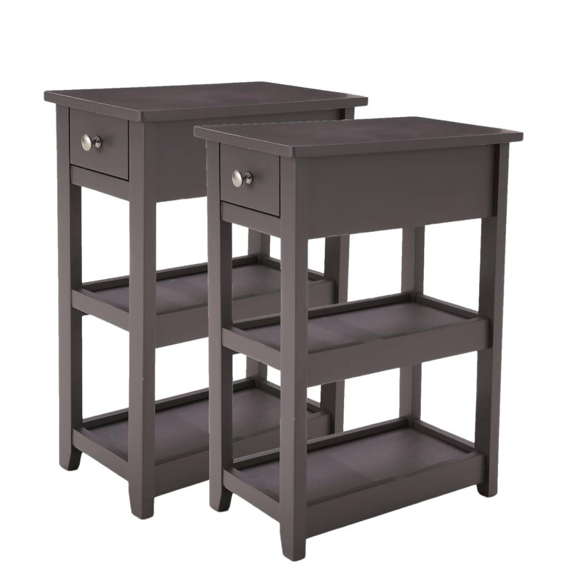 End Table Set with Storage, Brown