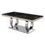 Ensemble de table de salle à manger de luxe 9 pièces 9 pièces, table de salle à manger rectangulaire moderne de 79 po avec plateau en marbre et base double en acier inoxydable argenté, table de salle à manger avec 8 chaises en similicuir-912633876