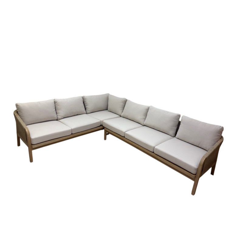 Ensemble modulaire d'extérieur en acacia avec coussins 2 pièces Bowery , Blanc