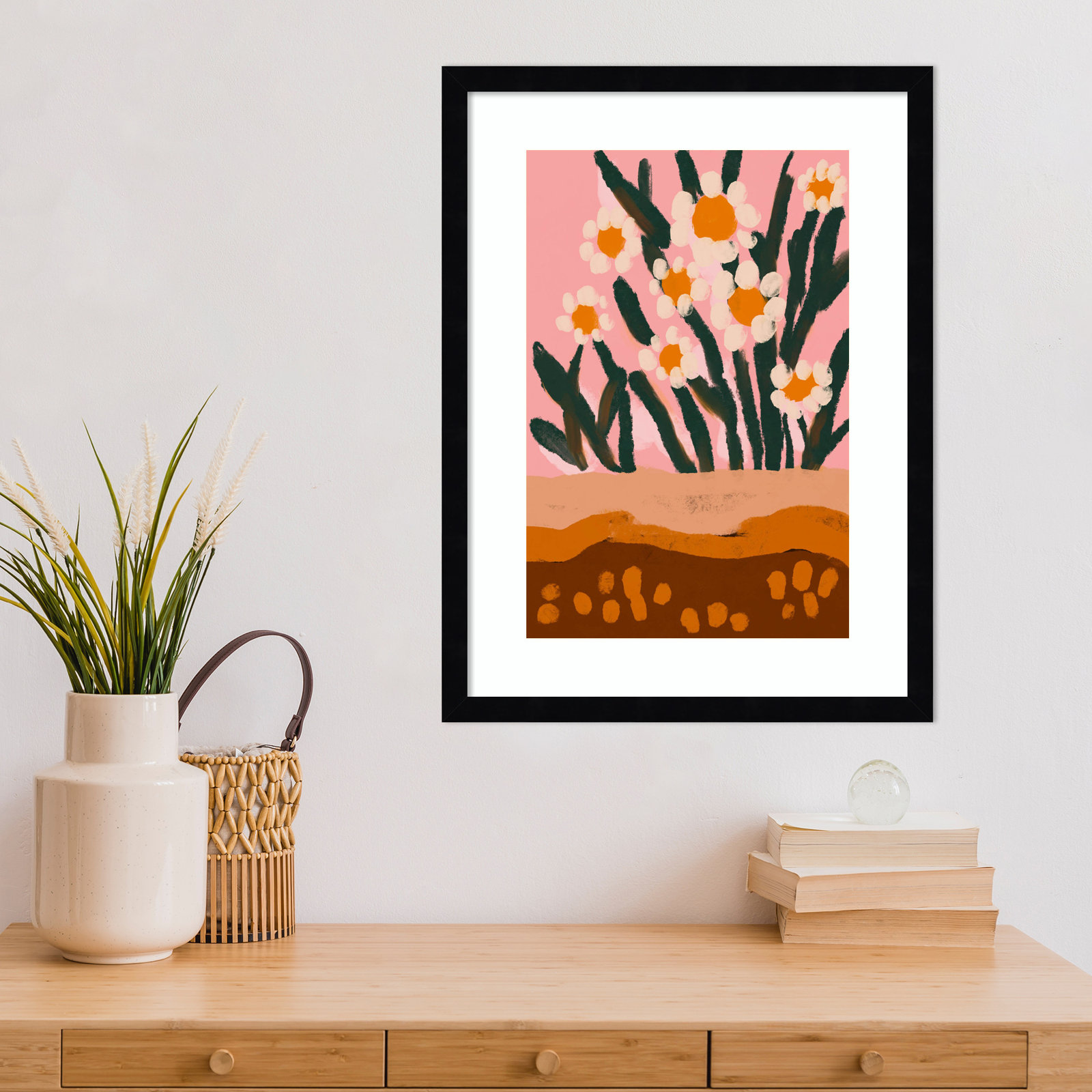 Pastel Flower Impression No 3, 21" H x 16" W, Black