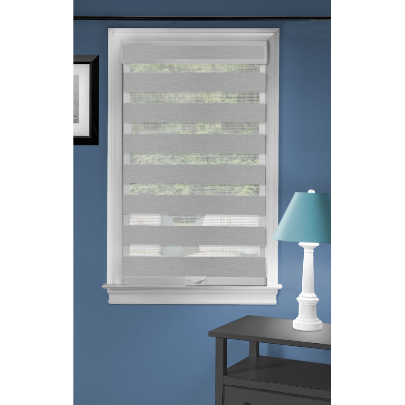 Store romain semi-transparent sans cordon à double couche, Gris, l 30 po x L 72 po