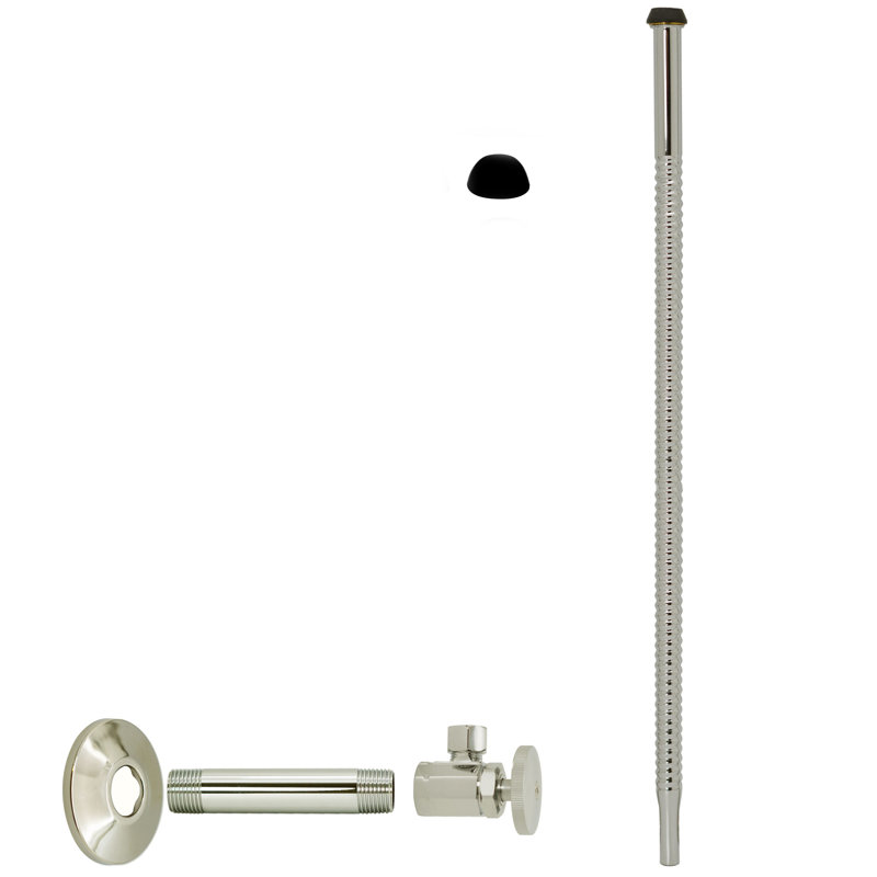 Ensemble d'alimentation en eau 1/2 po IPS x 3/8 po x P 15 po avec colonne ondulée et robinet d'arrêt à poignée ronde