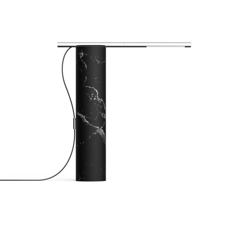 13" Table Lamp, Black Marquina/Chrome